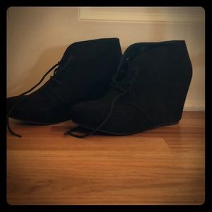 Black Suede Heel Booties